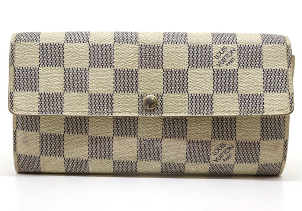LOUIS VUITTON Portefeuille Sarah Long Wallet Damier Azur White